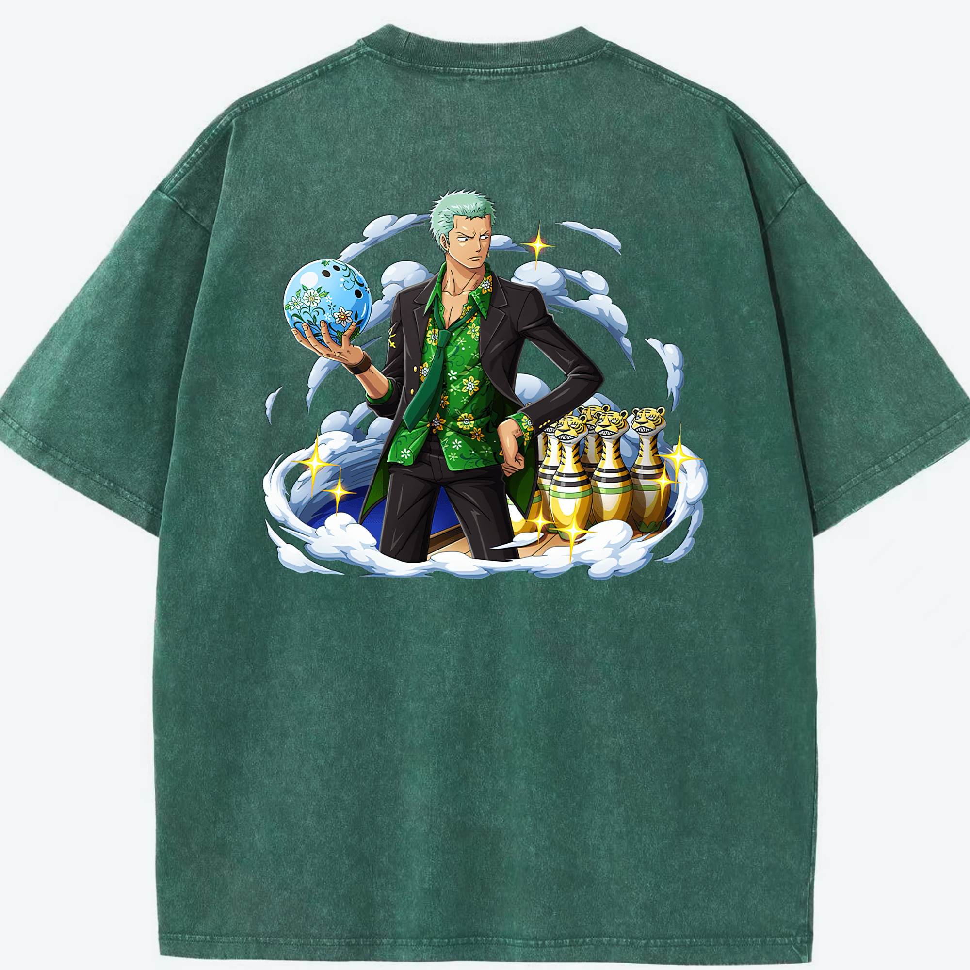 ワンピース ロロノア・ゾロ ONE PIECE Roronoa Zoro 綿100% ヴィンテージ風 半袖Tシャツ（背面プリント）